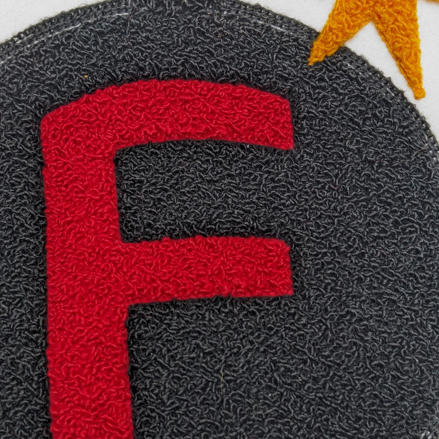 Large F-Bomb Chenille Back Patch - Moss Stitch on Felt Backing