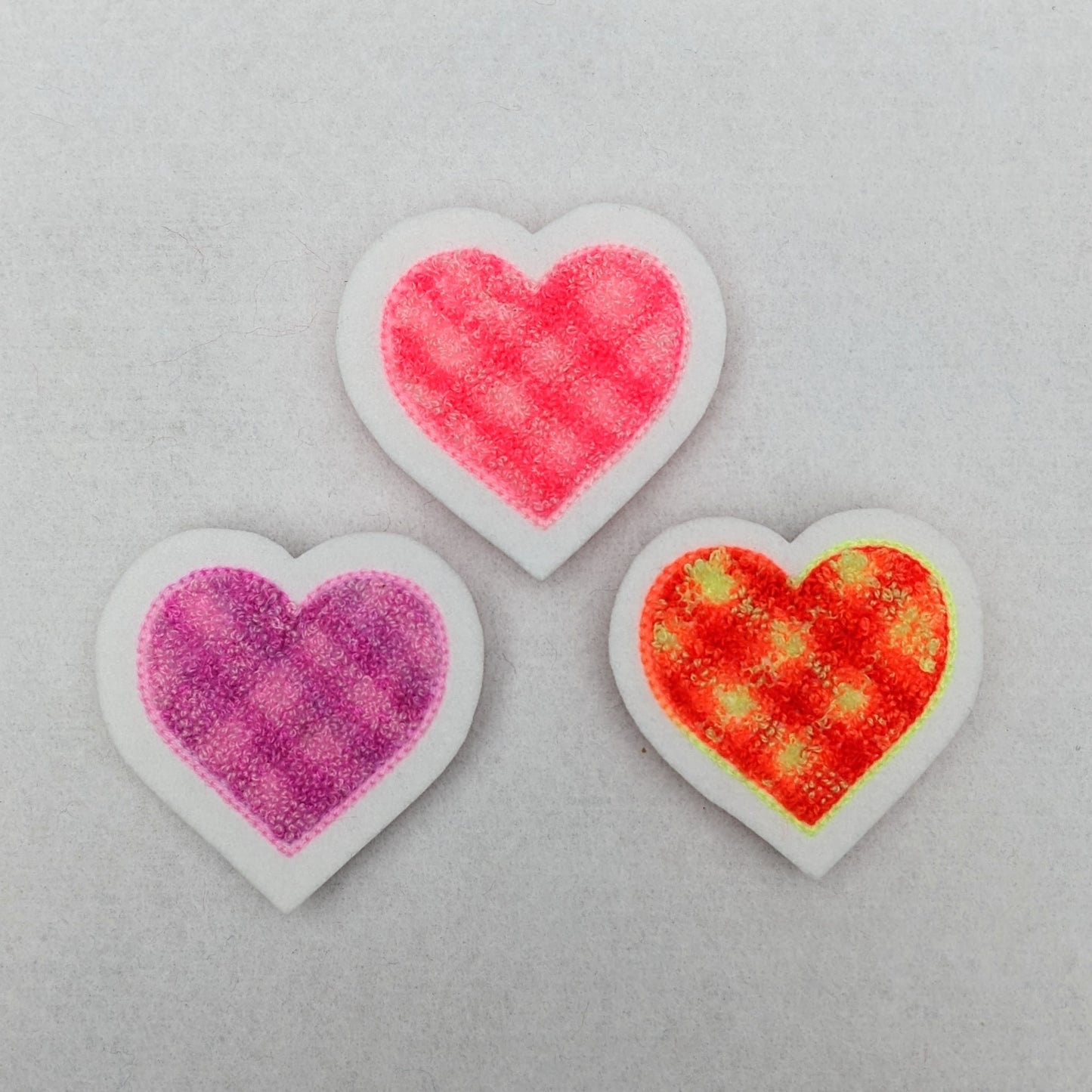 Plaid Chenille Small Heart Patch - Sew On