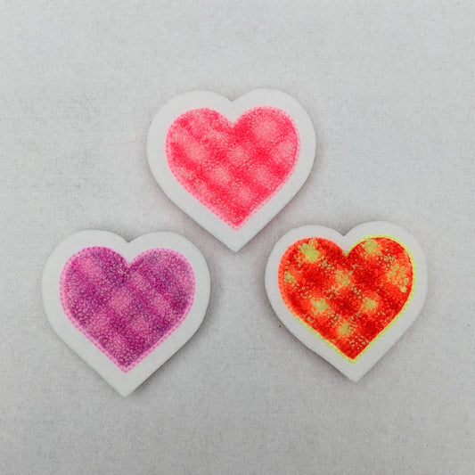 Plaid Chenille Small Heart Patch - Sew On