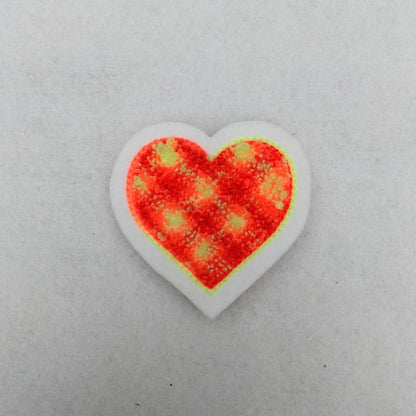 Plaid Chenille Small Heart Patch - Sew On