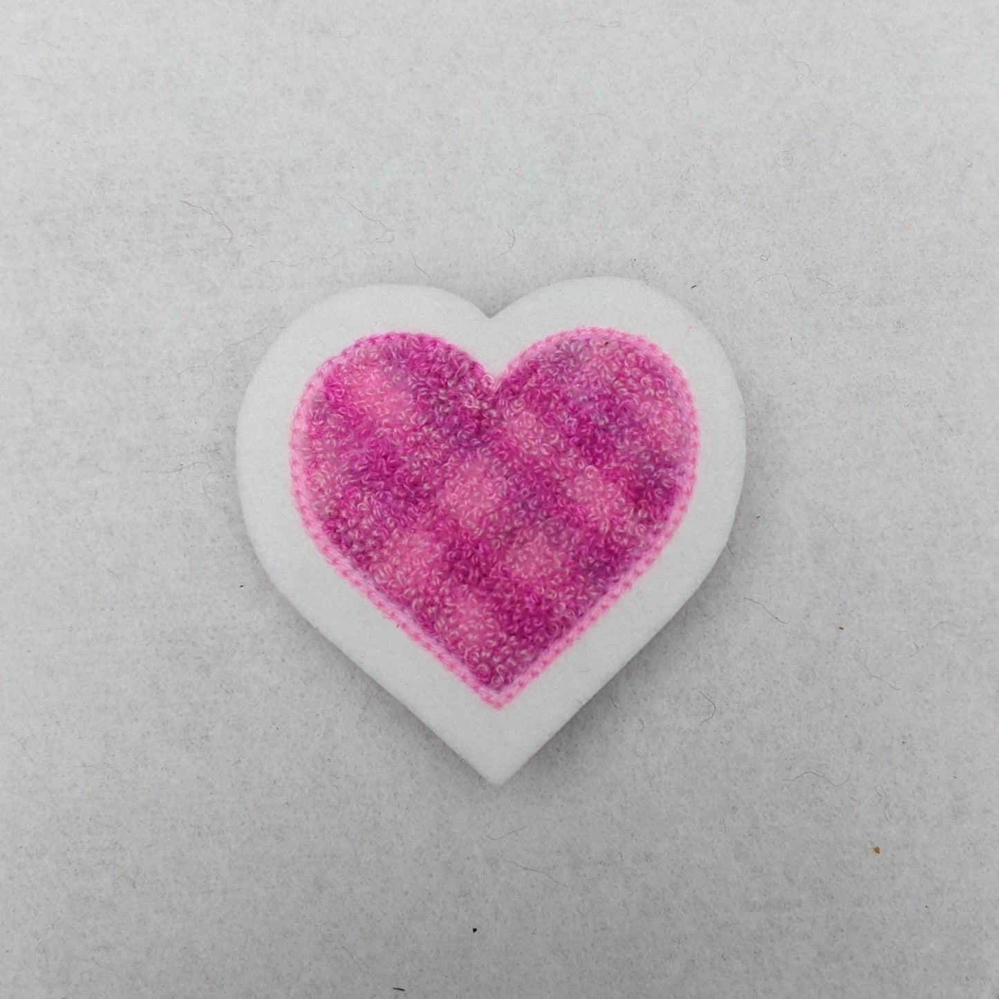 Plaid Chenille Small Heart Patch - Sew On