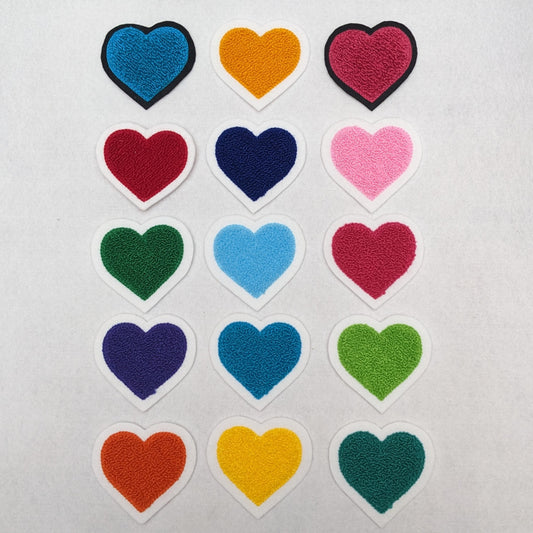 Super Cute Small Chenille Heart Patch - Sew On - Available In Different Colors!