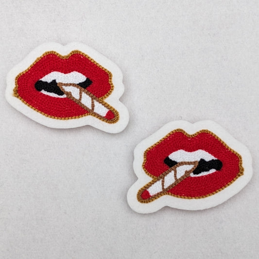 Smoking Red Lips Chainstitch Patch