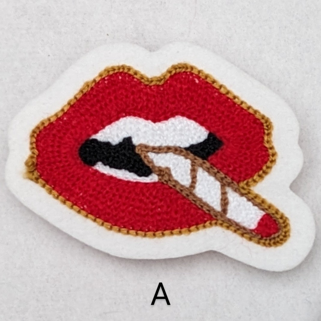 Smoking Red Lips Chainstitch Patch