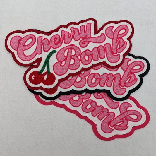Cherry Bomb - Vintage Style Chainstitch and Chenille Patch - Large