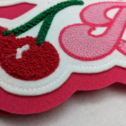 Cherry Bomb - Vintage Style Chainstitch and Chenille Patch - Large
