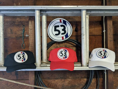 Herbie #53 Love Bug Chenille Patch on 6 Panel Low Profile Baseball Hat